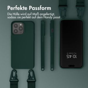 Selencia Silikonhülle mit abnehmbarem Band für das iPhone 15 Pro Max - Dunkelgrün
