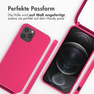 iMoshion Silikonhülle mit Band für das iPhone 12 (Pro) - Rosa fluoreszierend