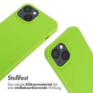 iMoshion Silikonhülle mit Band für das iPhone 14 - Grün fluoreszierend