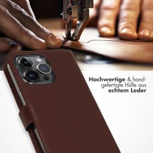 Selencia Echtleder Klapphülle für das iPhone 15 Pro Max - Braun