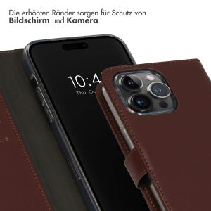 Selencia Echtleder Klapphülle für das iPhone 15 Pro Max - Braun