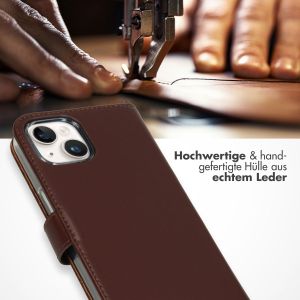 Selencia Echtleder Klapphülle für das iPhone 15 Plus - Braun