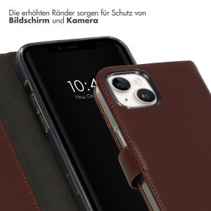 Selencia Echtleder Klapphülle für das iPhone 15 Plus - Braun