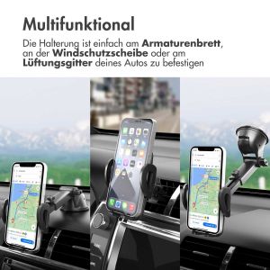 iMoshion Telefonhalter für das Auto - Verstellbar - Universell - Carbon - Armaturenbrett / Scheibe / Lüftungsgitter - Schwarz