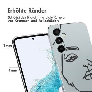 iMoshion Design Hülle für das Samsung Galaxy A54 (5G) - Abstraktes Gesicht - Weiß / Schwarz