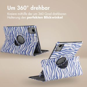 iMoshion 360° drehbare Design Klapphülle für das Lenovo Tab M11 - White Blue Stripes