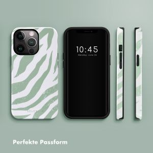 Selencia Vivid Back Cover für das iPhone 13 Pro - Colorful Zebra Sage Green