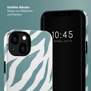 Selencia Vivid Back Cover für das iPhone 13 - Colorful Zebra Pine Blue