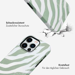 Selencia Vivid Back Cover für das iPhone 14 Pro - Colorful Zebra Sage Green