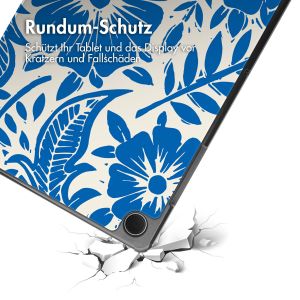 iMoshion Design Trifold Klapphülle für das Samsung Galaxy Tab A9 Plus - Flower Tile