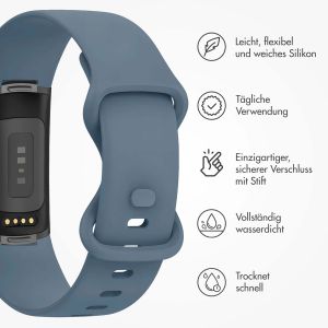 iMoshion Silikonband für die Fitbit Charge 5 / Charge 6 - Größe L - Offizielles Blau