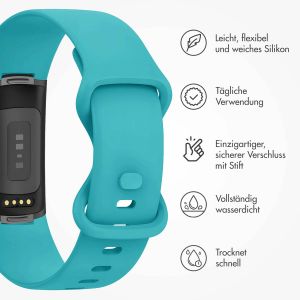 iMoshion Silikonband für die Fitbit Charge 5 / Charge 6 - Größe L - Türkis