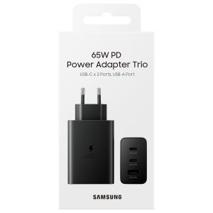 Samsung Original Power Adapter Trio - Ladegerät - 2x USB-C- und 1x USB-Anschluss - Fast Charger - 65 Watt - Schwarz