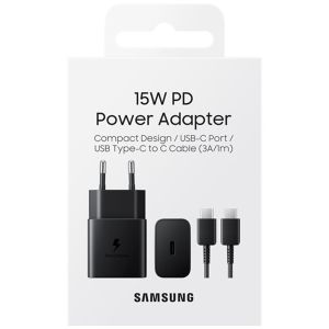 Samsung Original Power Adapter mit USB-C-Kabel - Ladegerät - USB-C-Anschluss - Fast Charger - 15 Watt - 1 m - Schwarz