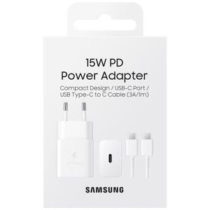 Samsung Original Power Adapter mit USB-C-Kabel - Ladegerät - USB-C-Anschluss - Fast Charger - 15 Watt - 1 m - Weiß