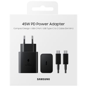 Samsung Original Power Adapter mit USB-C-Kabel - Ladegerät - USB-C-Anschluss - Fast Charger - 45 Watt - 1,8 m - Schwarz