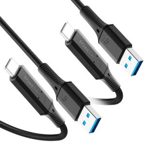 Spigen PowerArc Geflochtene USB-Kabel - USB-A zu USB-C - 1 Meter - Schwarz - Duopack 