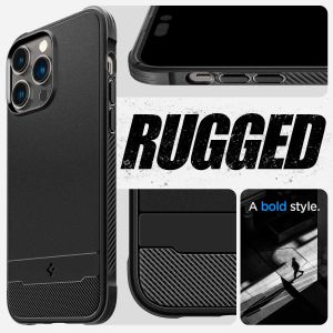 Spigen Rugged Armor Backcover MagSafe für das iPhone 14 Pro - Schwarz