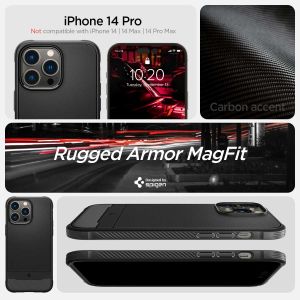Spigen Rugged Armor Backcover MagSafe für das iPhone 14 Pro - Schwarz