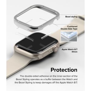 Ringke Bezel Styling für die Apple Watch Series 7 / 8 / 9 - 41 mm - Hairline Bolts Silver