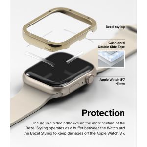 Ringke Bezel Styling für die Apple Watch Series 7 / 8 / 9 - 41 mm - Hairline Bolts Gold