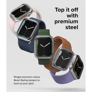 Ringke Bezel Styling für die Apple Watch Series 7 / 8 / 9 - 41 mm - Matte Curve Silver