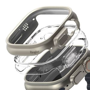 Ringke 2x Slim Hülle für die Apple Watch Ultra (2) - 49 mm - Clear & Titanium Gray