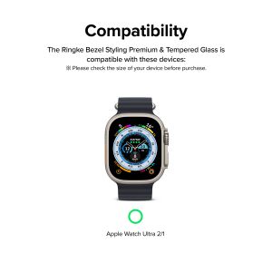 Ringke Bezel Styling + Displayschutz für die Apple Watch Ultra (2) - 49 mm - Knurling Titanium
