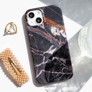 Selencia Aurora Fashion Back Case für das iPhone 14 Plus - ﻿Strapazierfähige Hülle - 100 % recycelt - Schwarzer Marmor