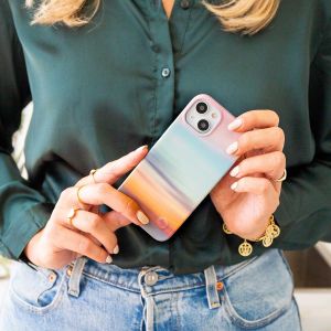 Selencia Aurora Fashion Back Case für das iPhone 14 Plus - ﻿Strapazierfähige Hülle - 100 % recycelt - Sky Sunset Multicolor