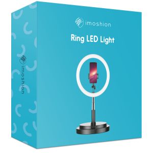 iMoshion RGB-LED-Ringlicht – RGB-Version – Ringleuchte Smartphone – Ringlicht mit Stativ – Verstellbar - Weiß