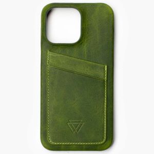 Wachikopa Full Wrap C.C. Back Cover mit 2 Kartenhaltern für das iPhone 14 Pro - Forest Green