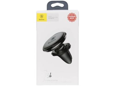 Baseus Air Vent Magnetic Car Mount Cable Clip für das iPhone 13 Mini - Handyhalterung für das Auto - Lüftungsgitter - Schwarz