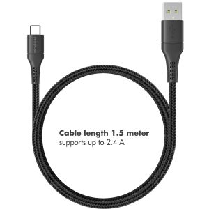 iMoshion USB-C auf USB-Kabel für das Samsung Galaxy A12 - Geflochtenes Gewebe - 1,5 m - Schwarz