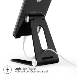 iMoshion Handyhalterung für den Schreibtisch für das iPhone 13 Pro - Tablethalter für den Schreibtisch - Verstellbar - Aluminium - Schwarz