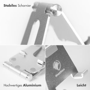 iMoshion Handyhalterung für den Schreibtisch für das iPhone 15 Plus – Tablethalter für den Schreibtisch - Verstellbar - Aluminium - Silberfarben