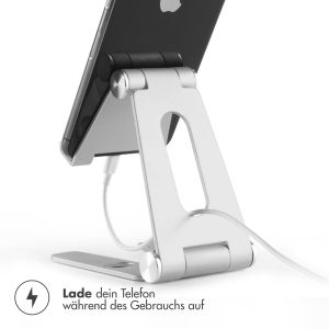 iMoshion Handyhalterung für den Schreibtisch für das iPhone 6 Plus – Tablethalter für den Schreibtisch - Verstellbar - Aluminium - Silberfarben