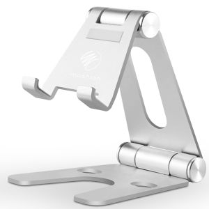 iMoshion Handyhalterung für den Schreibtisch für das iPhone 12 Mini – Tablethalter für den Schreibtisch - Verstellbar - Aluminium - Silberfarben
