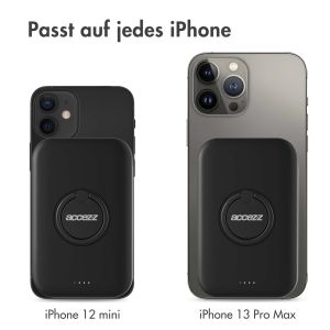 Accezz MagSafe Powerbank für das iPhone 15 Pro - 5000 mAh - Kabellose Powerbank mit Ringhalterung - Schwarz