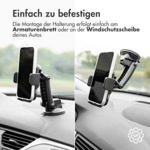Accezz ﻿Handyhalterung Auto für das iPhone Xs Max – Kabelloses Ladegerät – Armaturenbrett und Windschutzscheibe – Schwarz