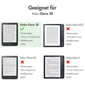 Kobo SleepCover Klapphülle für das Kobo Clara 2E / Tolino Shine 4 - Grün