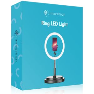 iMoshion LED-Ringlicht – Ringleuchte Smartphone – Ringlicht mit Stativ – Verstellbar – Schwarz