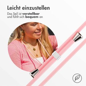 iMoshion Silikonhülle design mit Band für das iPhone SE (2022 / 2020) / 8 / 7 - Retro Pink