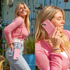 iMoshion Silikonhülle design mit Band für das Samsung Galaxy S23 Ultra - Retro Pink