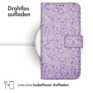 iMoshion ﻿Design Klapphülle für das Samsung Galaxy A14 (5G/4G) - Purple White Flowers