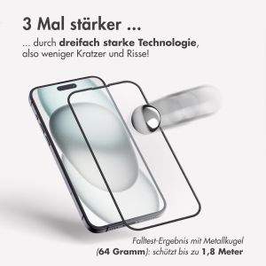 Accezz Dreifach starke Full Cover Schutzfolie mit Applikator für das iPhone 15 Pro Max - Transparent