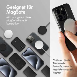 Accezz 2-in-1 Klapphülle aus Leder mit MagSafe für das iPhone 15 - Onyx Black