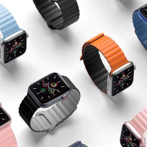iMoshion Silikon-Magnetarmband für die Apple Watch Apple Watch Series 1-9 / SE - 38/40/41 mm - Orange / Schwarz