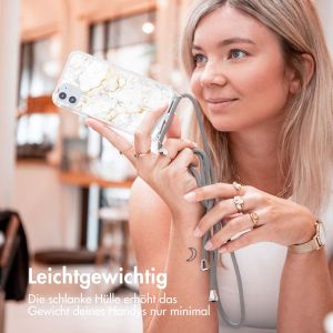 iMoshion Design Hülle mit Band für das Samsung Galaxy A13 (4G) - White Marble