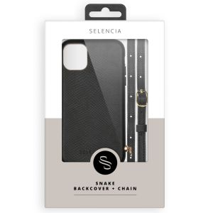 Selencia Aina ﻿Hülle aus Schlangenleder mit Band für das Samsung Galaxy A53 - Schwarz